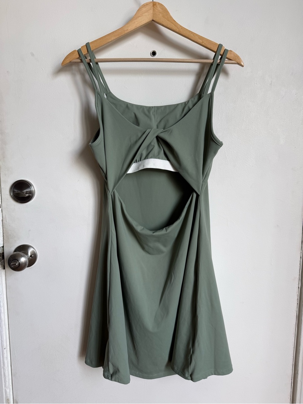 HALARA Sage Green Double-Strap Twisted Back Mini Active Dress Slip Dress - Picture 3 of 4